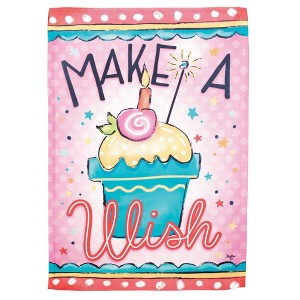 Magnolia Garden Make a Wish Cupcake with Candle 13 x 18 Inch Polyester Garden Flag - 1 of 2