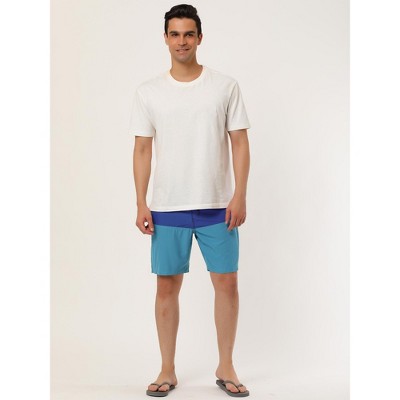 Lars Amadeus Men's Color Block Lightweight Drawstring Swimming Beach Board Shorts 2 Pcs Blue Black/Gray Blue 34 — фото 3