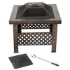 Nature Spring 26" Square Basketweave Wood-Burning Fire Pit - Bronze Finish - 2 of 4