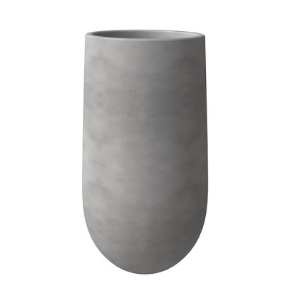 LeisureMod Dark Gray Fiberstone and MgO Clay Cylinder Planter Pot, 31" Height