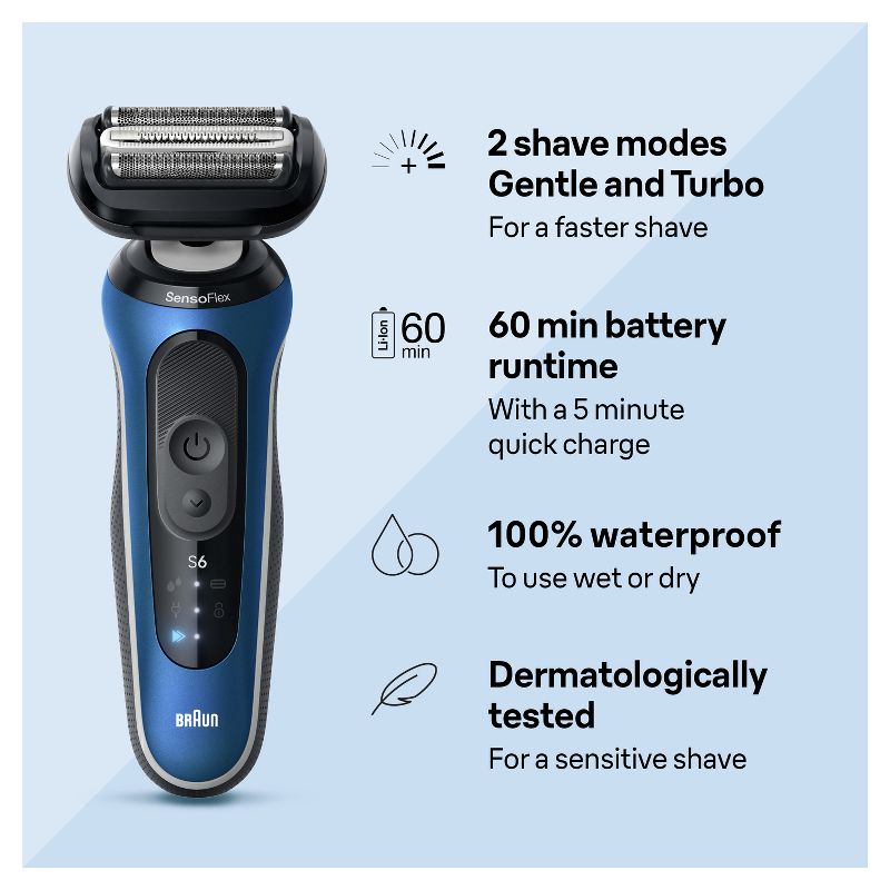 Braun Series 6-6172cc Rechargeable Wet &#38; Dry Shaver + Smart Care Center, 2 of 9