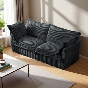 Modern Corduroy 2-Seater Sofa with Removable Covers - 1 of 4