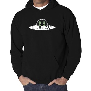 LA Pop Art Believe UFO - Men's Word Art Hooded Sweatshirt - 1 of 4