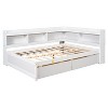 Full Size Bed With L-shaped Bookcases, Pine Wood Platform Full Bed Frame With 2 Storage Drawers For Bedroom - 4 of 4