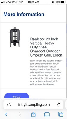 Realcook 17 in. Vertical Heavy-Duty Round Steel Charcoal Outdoor Smoker, Black