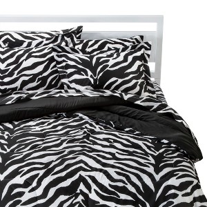 Zebra Print Comforter Set (Full) 8 Piece Black&White - Karin Maki