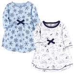 Touched by Nature Baby and Toddler Girl Organic Cotton Long-Sleeve Dresses 2pk, Arctic