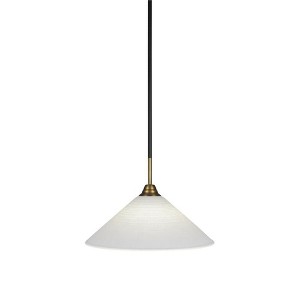 Toltec Lighting Paramount 1 - Light Pendant in  Matte Black/Brass with 16" White Matrix Shade - 1 of 1