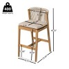 Outdoor Acacia Wood Barstools Set of 4,Rope Woven Backrest Barstools with Cushions,Weather-Resistant Patio Backyard Bar Chairs-Coolbibila - 4 of 4