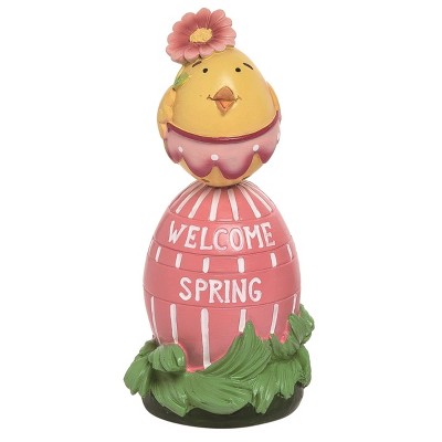 Transpac Resin 6 in. Multicolor Easter Chick on Egg Decor