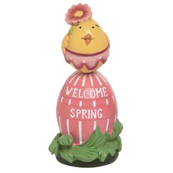 Transpac Resin 6.25 in. Multicolor Easter Welcome with Round Chick Egg Decor
