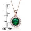 Guili Sterling Silver Rose Gold-Plated Pendant with Clear Round CZ and Small Halo in White, Green, Gold, Rose Gold, or Purple—Elegant and Refined. - 3 of 3