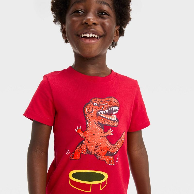 Toddler Boys&#39; Dino Trampoline Short Sleeve Graphic T-Shirt - Cat &#38; Jack&#8482; Red, 3 of 5