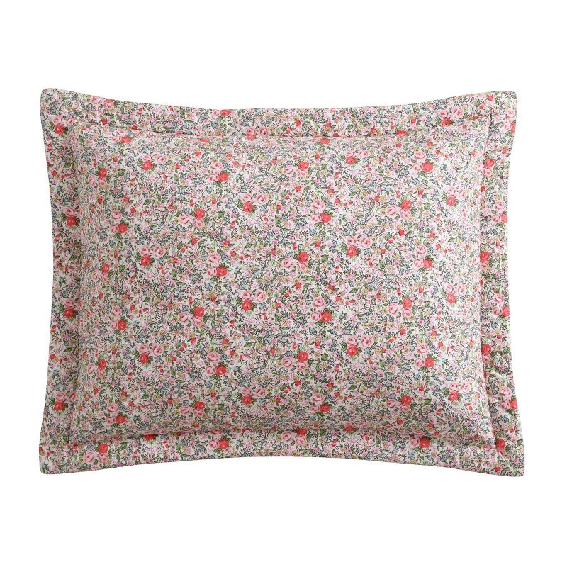 Laura Ashley Rowena 100% Cotton Pillow Sham Pink, 1 of 4