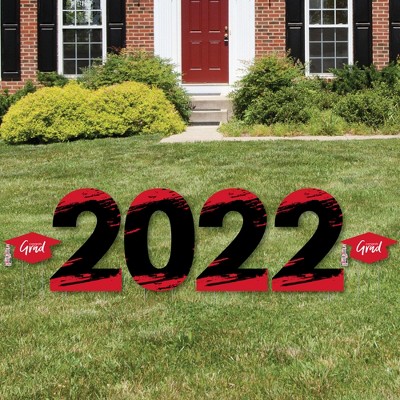 Big Dot of Happiness Red Grad - Best is Yet to Come - 2022 Yard Sign Outdoor Lawn Decorations - Red Graduation Party Yard Signs - 2022