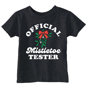 Toddler Funny T Shirts Official Mistletoe Tester Sarcastic Christmas Graphic Novelty Tee For Young Kids - Crazy Dog Toddler T Shirt Gift For Christmas - 1 of 4