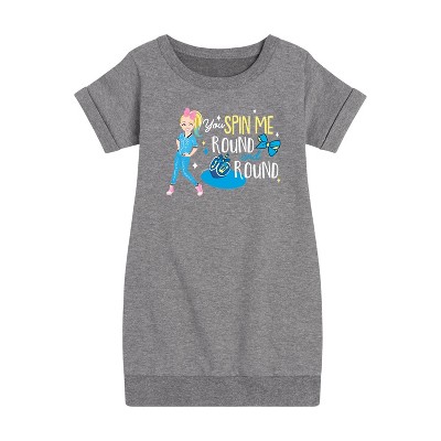 JoJo Siwa You Spin Me Round And Round Graphic Short Sleeve Fleece Dress - Heather Grey - 3T