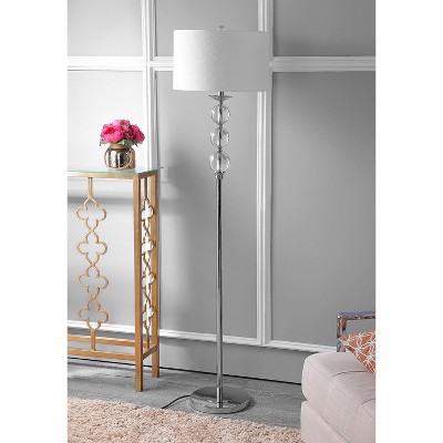 Silver Arc Crystal Globe 61" Floor Lamp with White Cotton Shade