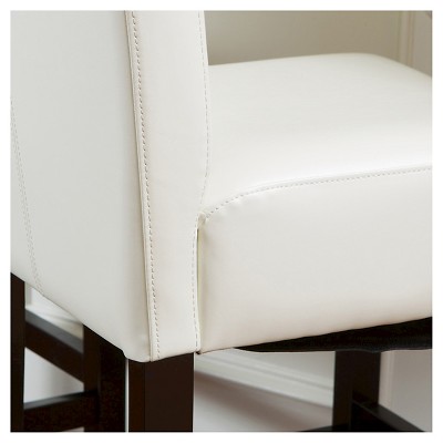 Lopez Contemporary Ivory Leather and Wood Counterstools, Set of 2