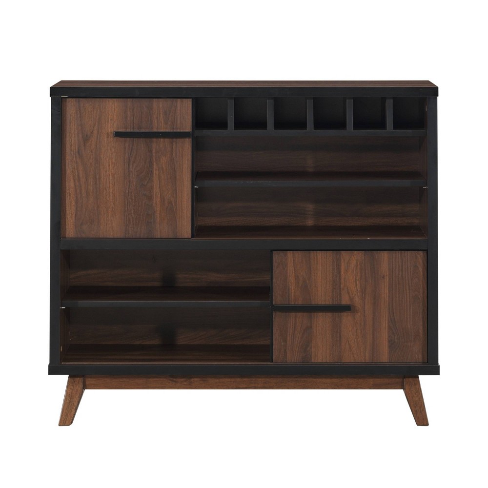Photos - Display Cabinet / Bookcase Hurlbut Modern Industrial Wooden 6 Bottle Wine Cabinet Walnut/Black/Dark B