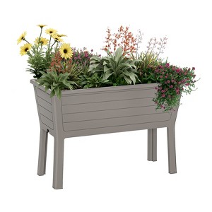 Lyngins 100L Single Raised Garden Bed with 17L Self-Watering Reservoir - Durable UV-Resistant Resin Planter,Light Brown - 1 of 4