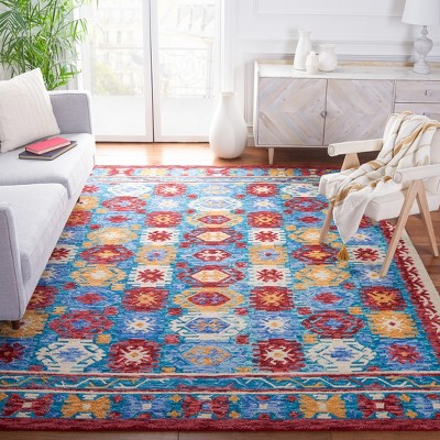 Handmade Aspen Blue Geometric Wool Area Rug - 59"x84"