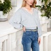 Anna-Kaci Women's Long Sleeve Cross Wrap Top with Lace Trim Detail and Relaxed Fit - 2 of 4