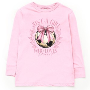 The Juniper Shop Just A Girl Who Loves Soccer Coquette Youth Long Sleeve Tee - 1 of 4