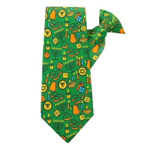 Jacob Alexander Men's Spirit of Hanukkah Clip-On Necktie - Green - 1 of 2