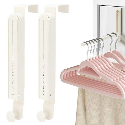 LunaLulinlk Over The Door Drying Rack Foldable Portable Over The Door Hooks Hanger with Towel Racks Travel Hangers 2 Pack White