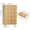 Fluted Wood Dresser 5 Drawers Dresser for Bedroom, Modern Chest of Drawers, Tall Brown Dresser with Gold Handle - 2 of 4