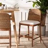 bali & pari Nadim Natural Seagrass and Acacia Wood Counter Height Barstool Set White/Natural: Polyester Upholstery, Spot Clean - 3 of 4