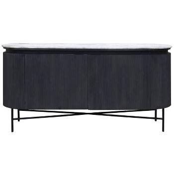 Granite Top and Metal Legs Racetrack Sideboard Cabinet White/Charcoal - StyleCraft