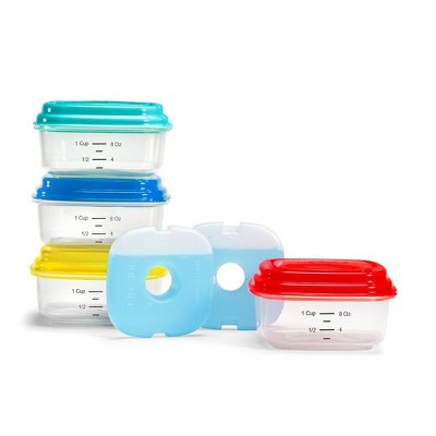 Fit & Fresh Snack & Stack Set 4-1 Cup Containers with 2 Ice Packs