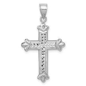 Black Bow Jewelry 14k White Gold Hollow Reversible Fleur de Lis Cross Pendant, 19 x 35mm - 1 of 4