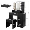 Karl Home | Black LED Makeup Vanity Set With Adjustable Lighting, Cushioned Stool, And Spacious Storage - 2 of 4