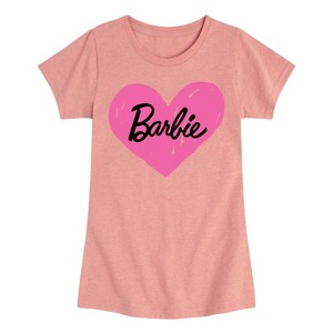 Girls' - Barbie - Hand Painted Heart Fitted Short Sleeve Graphic T-Shirt - 1 of 4