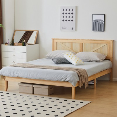 KTMBDW Queen/Full/Twin Size Wood Platform Bed Frame with Headboard, No Box Spring Needed, Mattress Foundation, Noise-Free, Easy Assembly