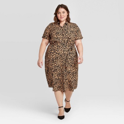 leopard print shirt dress plus size