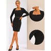 Allegra K Women's Elegant Office Belted Sweetheart Neck Shoulder Pads Bodycon Dress - 2 of 4