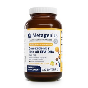 Metagenics OmegaGenics Fish Oil 720mg, High Potency Omega-3 EPA & DHA, Heart, Musculoskeletal & Immune Health Support, 120 Softgels - 1 of 4