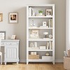 71" Farmhouse Bookcase w/Adjustable Shelves & 31.5" Width, 5 Tier Tall Bookshelf with Wooden Legs, Rustic Vintage Book Shelf for Home Office White - 4 of 4
