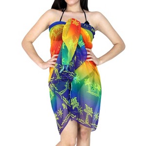 LA LEELA Women's Beachwear Summer Bikini Beach Sarong Coverups Long Tie Waist Pareo Swim Cover Up Wraps for Women One Size Multicolored, Tree - 1 of 3