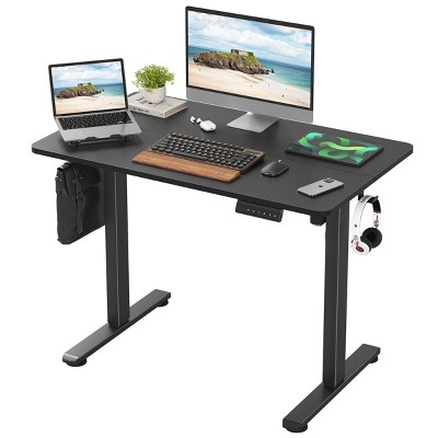 INFURNIC Desks Adjustable Height Sit Stand Workstation Computer Desk with Splice Board for Home Office, Black, 40.55"*24"*45"