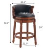 Sapphtopaz 1PC Bar Stools Cow Top Leather 360 Degree Swivel High Chair with Nailhead and Backs, Counter Height Stools for Kitchen Island - 3 of 4