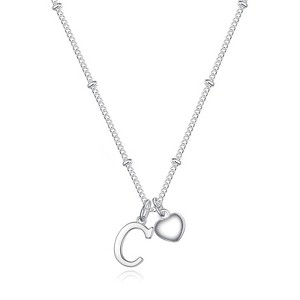 Turandoss Heart Initial Necklaces for Girls - Teen Girl Gifts Dainty Heart Pendant Silver Initial Necklaces for Women Jewelry - 1 of 4