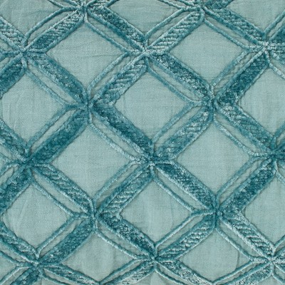 Teal Quilted Cotton Rectangular Decorative Throw Pillow