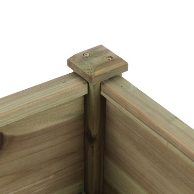 Natural Fir Wood Raised Garden Planter with Shelf, 34in