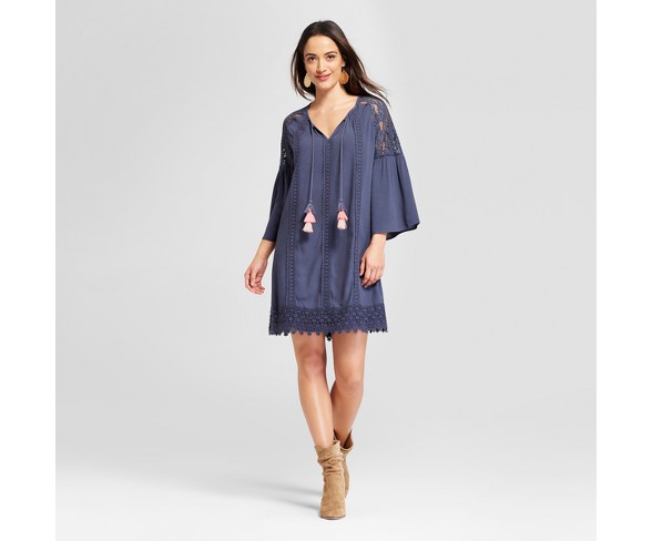 Womens Long Sleeve Lace Trim Peasant Dress Knox Rose 153 | Desertcart  Bahamas