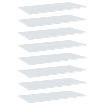 vidaXL Bookshelf Boards 8 pcs High Gloss White 31.5 in.x11.8 in.x0.6 in. Engineered Wood